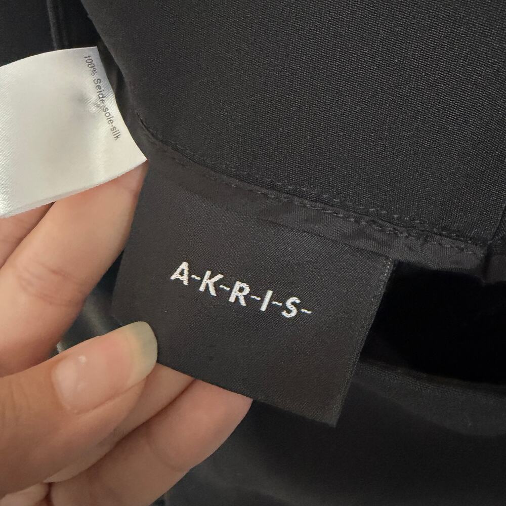 Akris Black 100% Silk Cropped Tailored Trousers Size 10 - Picture 3 of 5